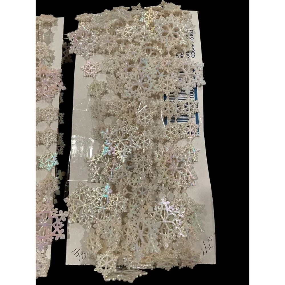 Lot Of Vintage Iridescent White Plastic Snowflake Ornaments For Crafts Or Decora